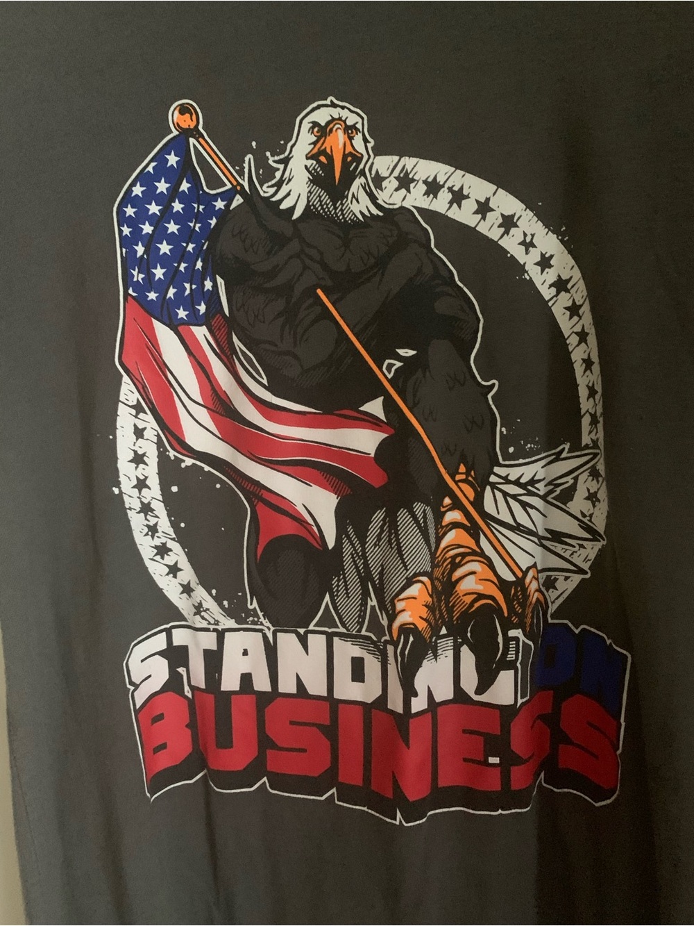 Grunt Style Black Tee with Patriotic Eagle and Flag Graphic